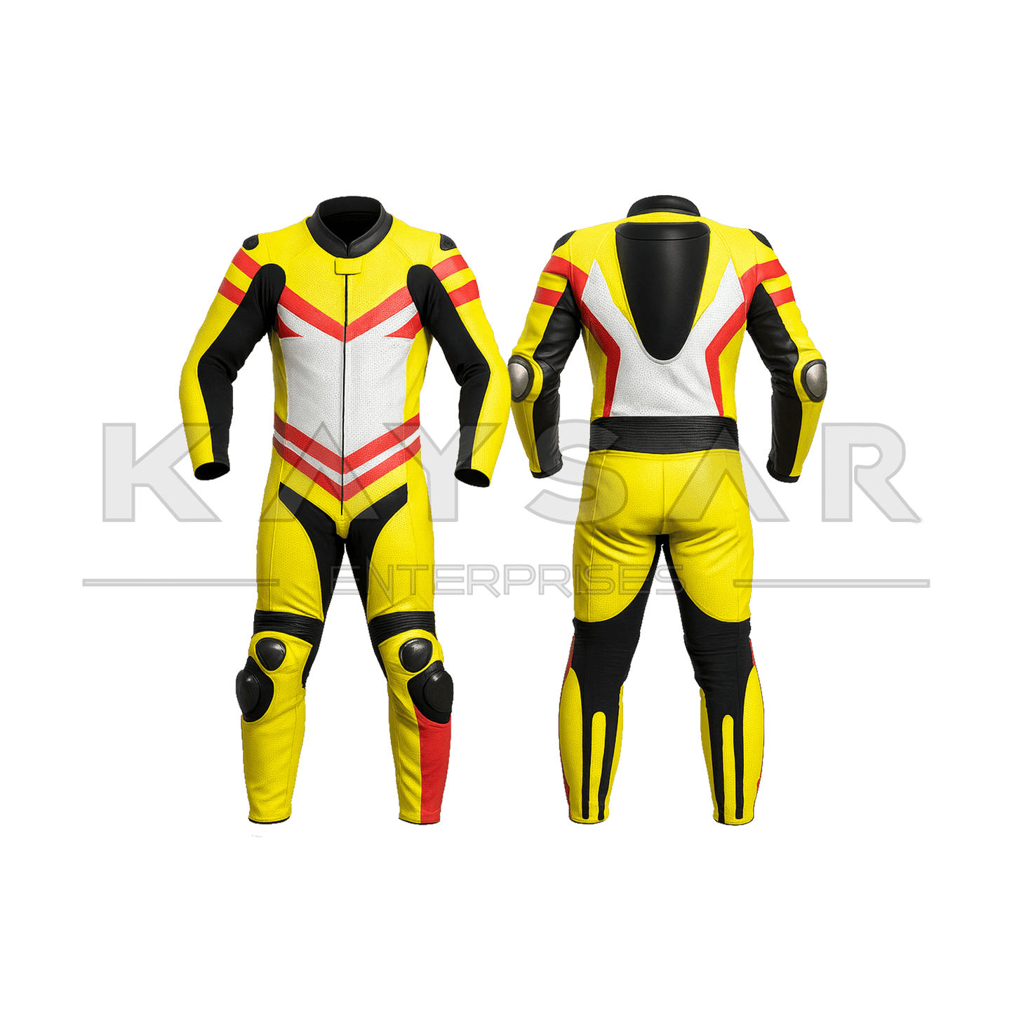 KE-255 Yellow Motorbike Leather Suit for Men