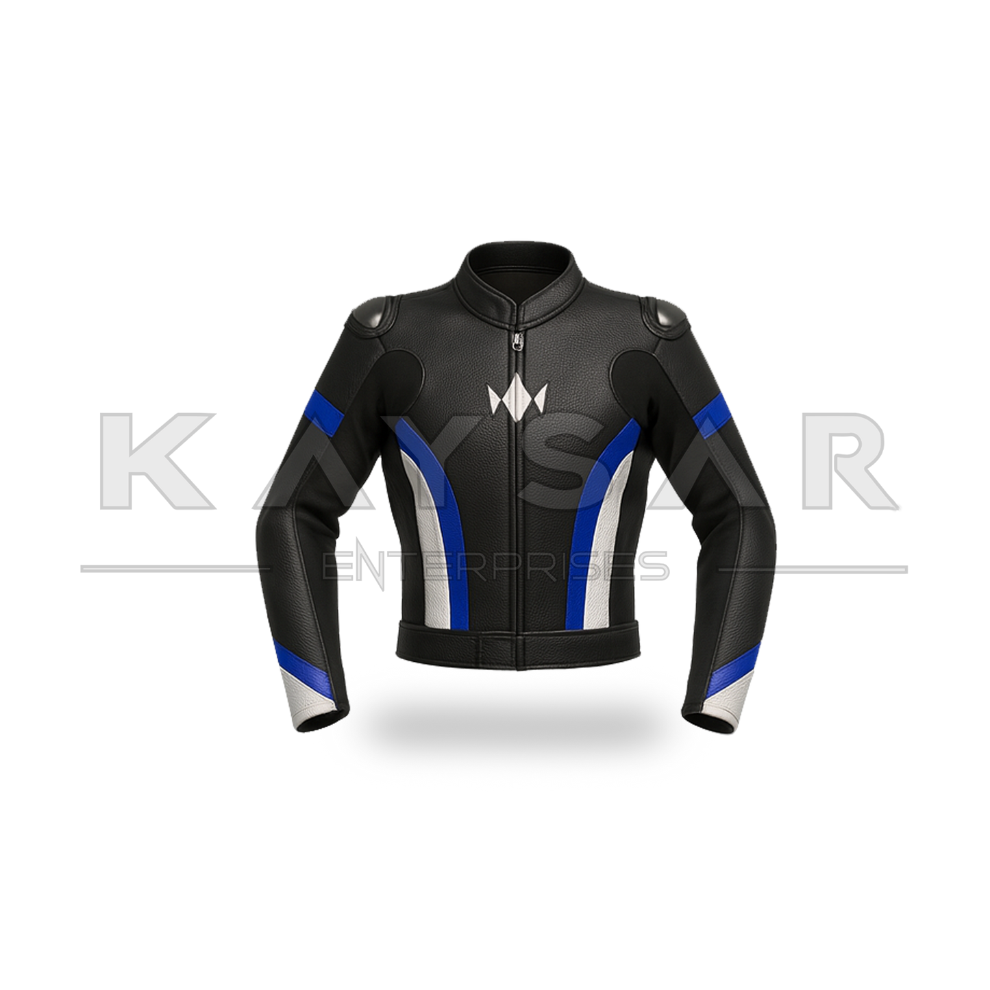 KE-744 Blue Motorbike Leather Jacket for Men