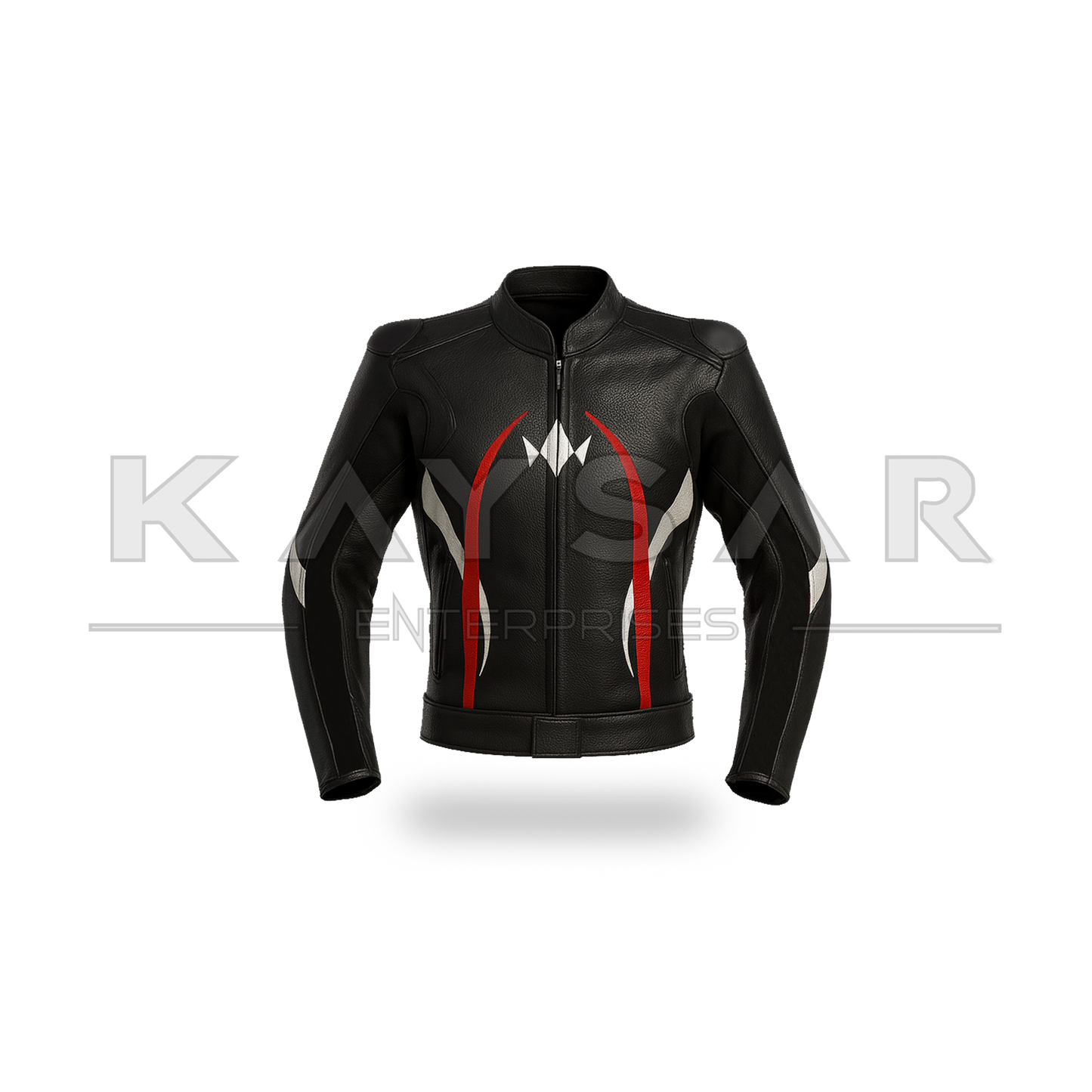 KE-742 Black Motorbike Leather Jacket for Men