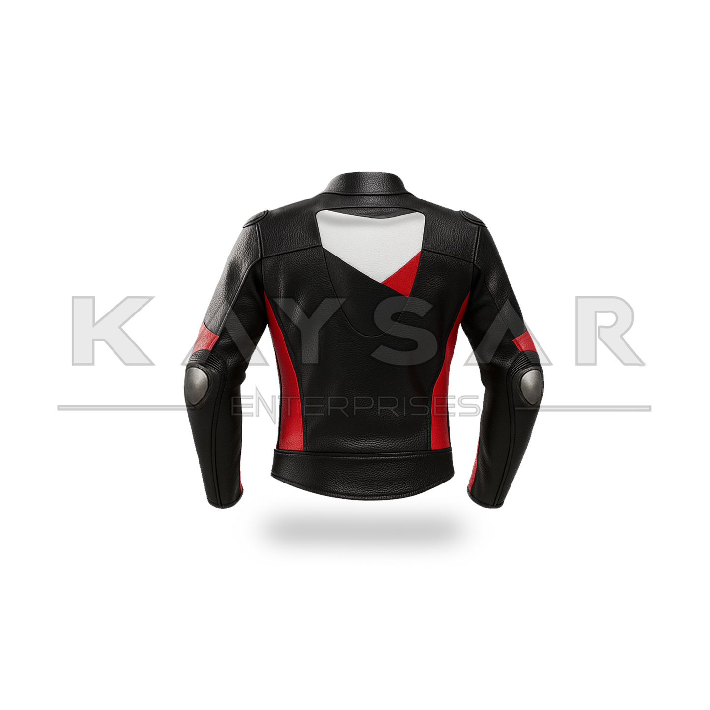 KE-745 Red & White Motorbike Leather Jacket for Men