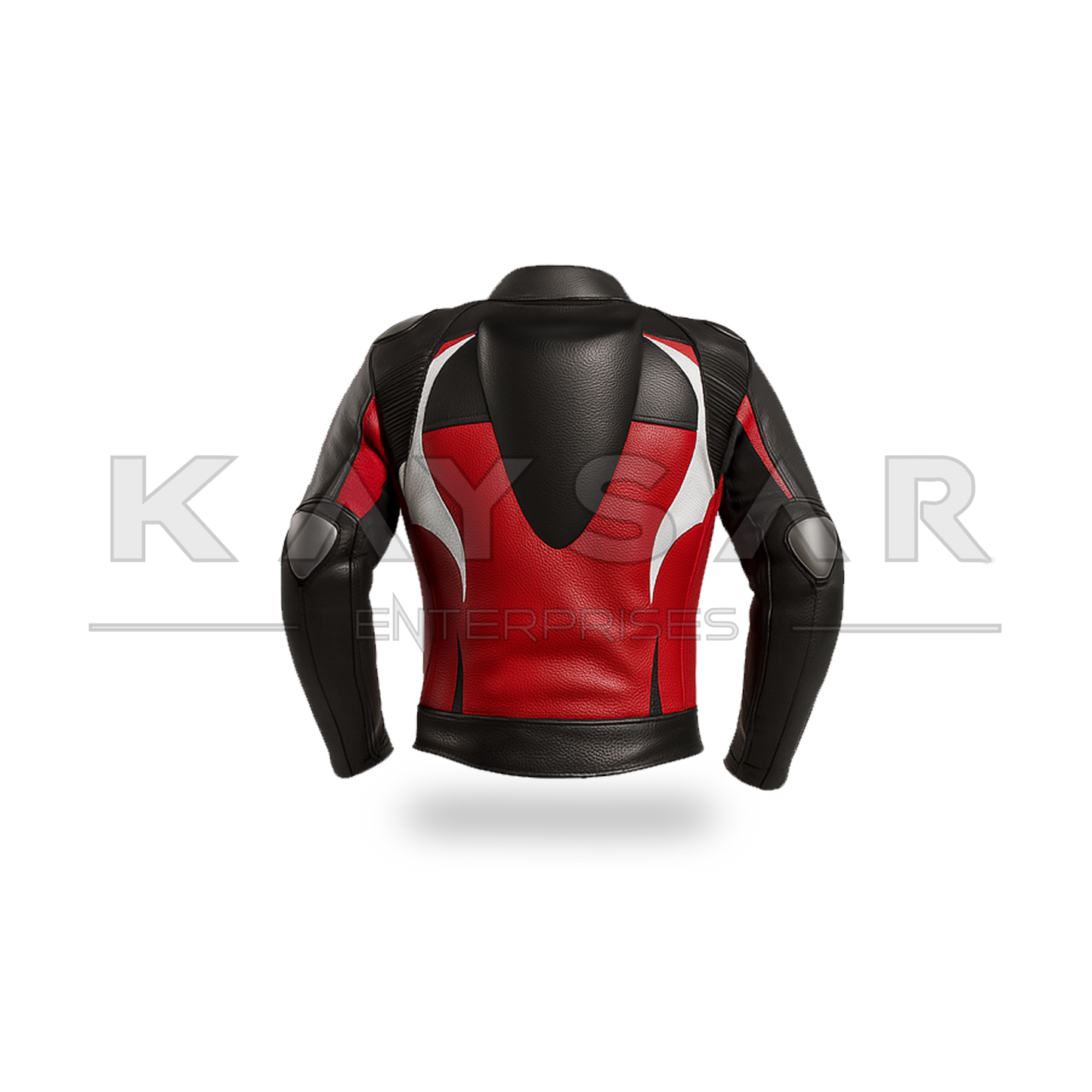 KE-740 Red with White Motorbike Leather Jacket for Men