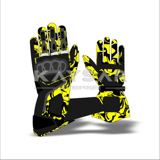 KE-36 Yellow camo design Customisable Motorbike Glove for Men & Women