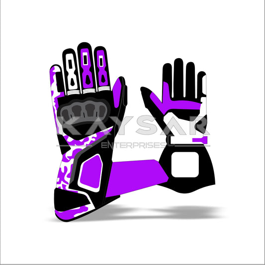 KE-30 Purple Customisable Motorbike Glove for Men & Women