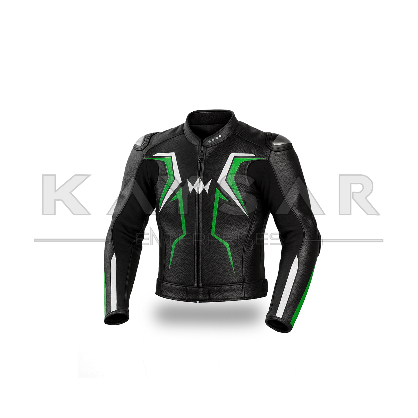 KE-735 Green Motorbike Leather Jacket for Men