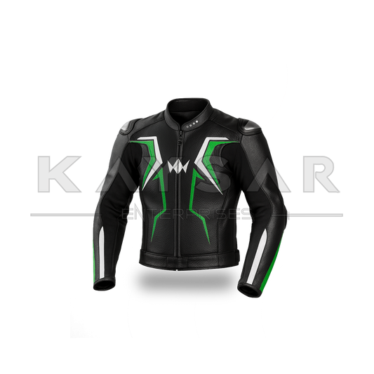 KE-735 Green Motorbike Leather Jacket for Men