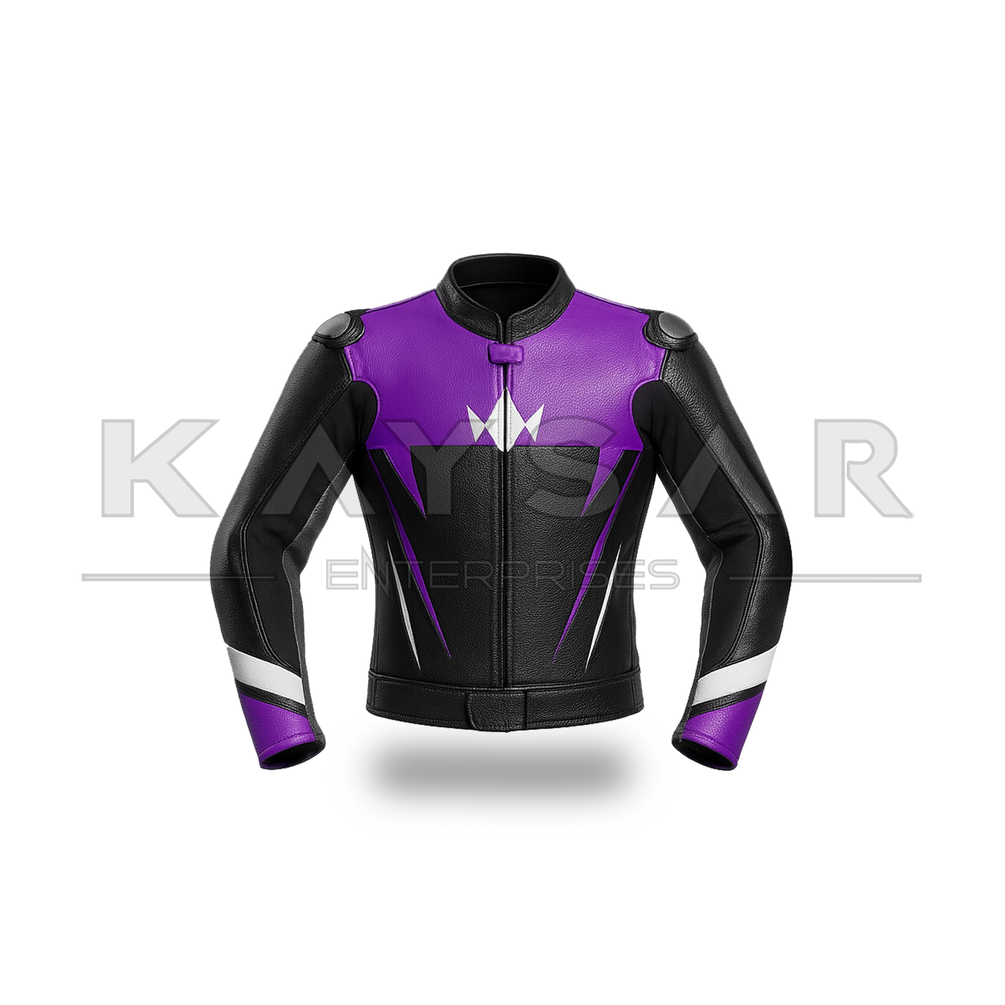KE-736 Purple & Black Motorbike Leather Jacket for Men