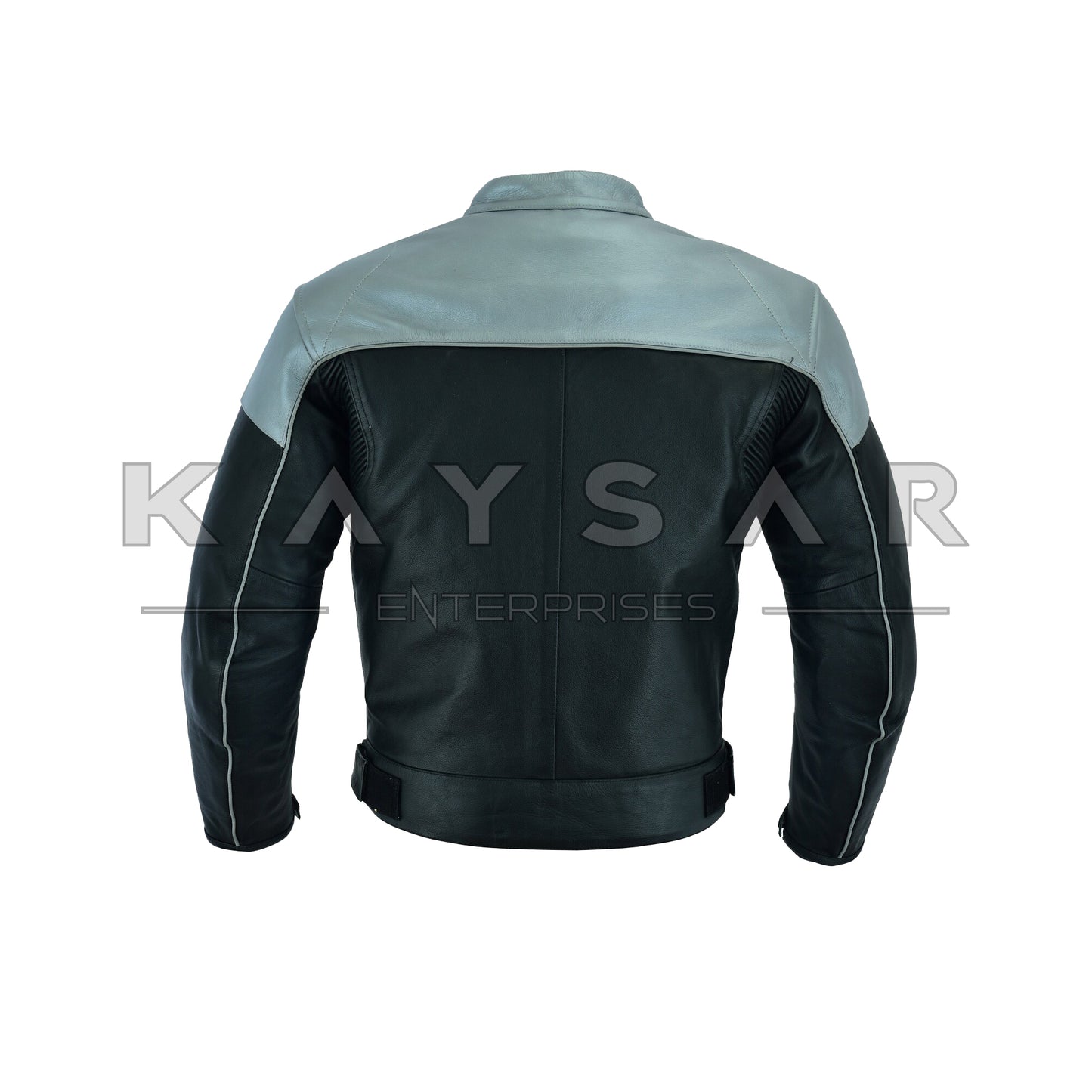 KE-F-503 Grey and Black Vintage Real Leather Jacket for Men