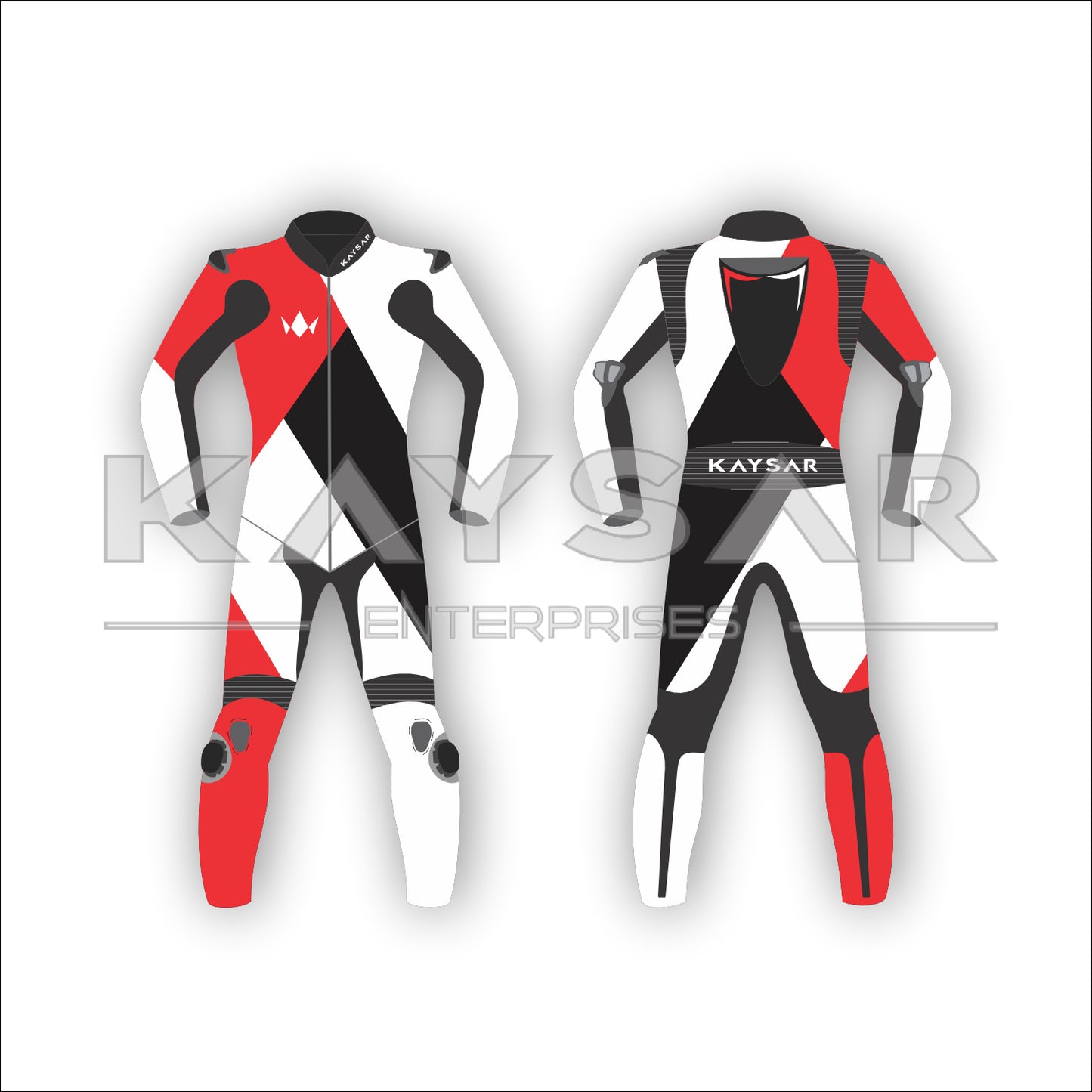 KE-207 White & Black Motorbike Leather Suit for Men & Women