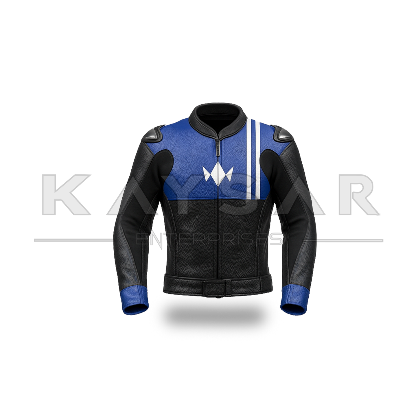 KE-738 Blue Motorbike Leather Jacket for Men