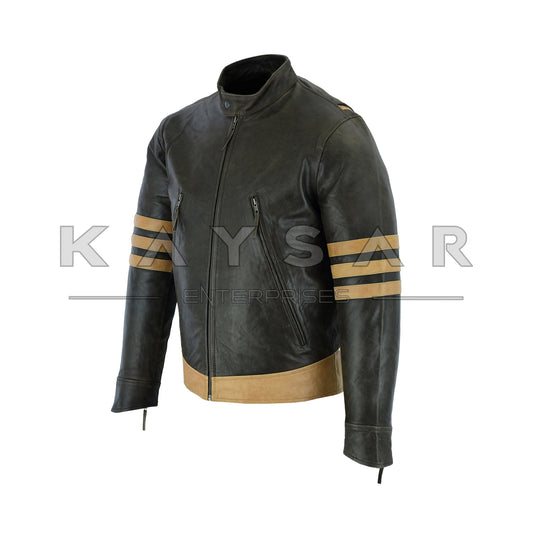 KE-F-504 Brown Vintage Real Leather Jacket for Men