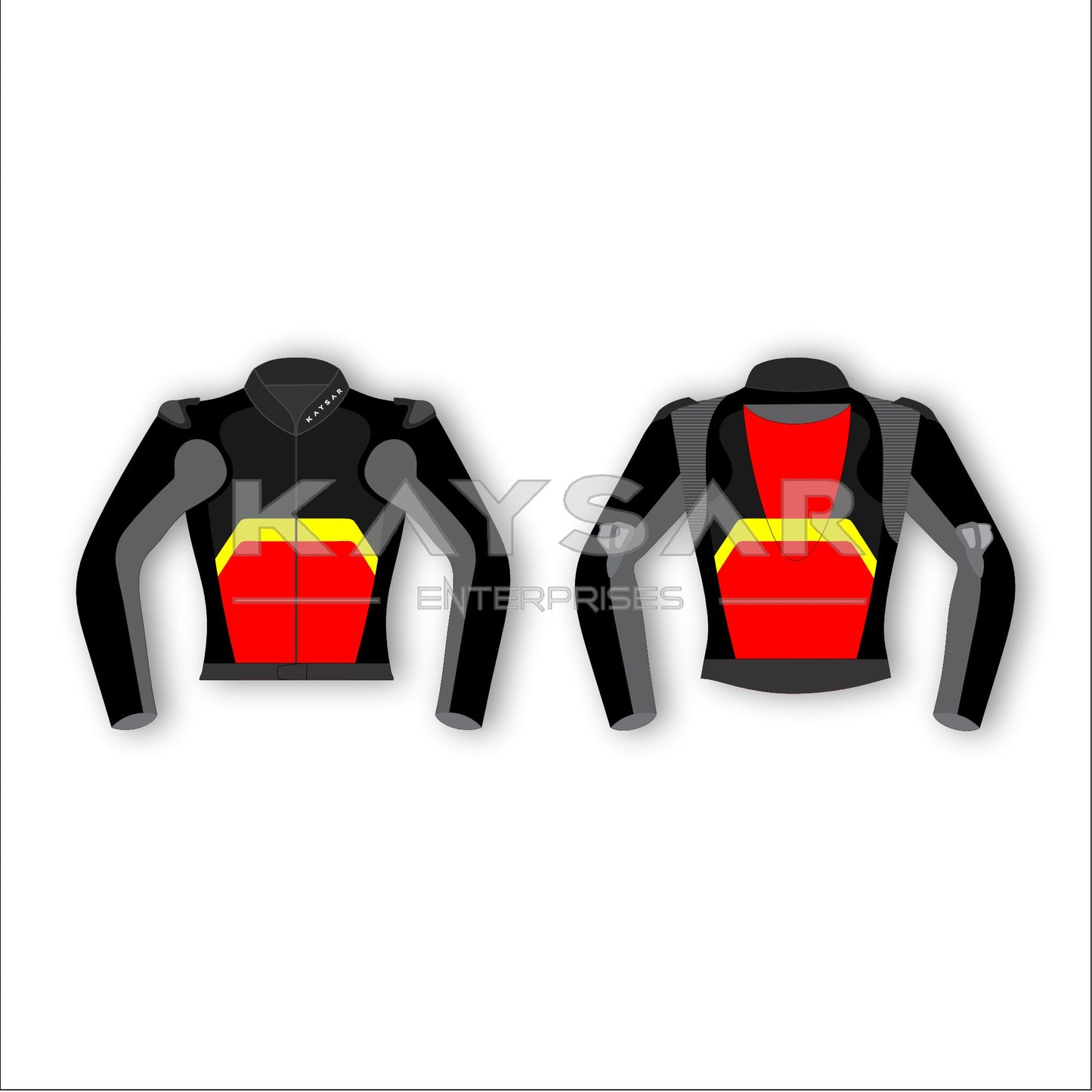 KE-720 Customisable Black Yellow Motorbike Leather Jacket for Biker Men/Women