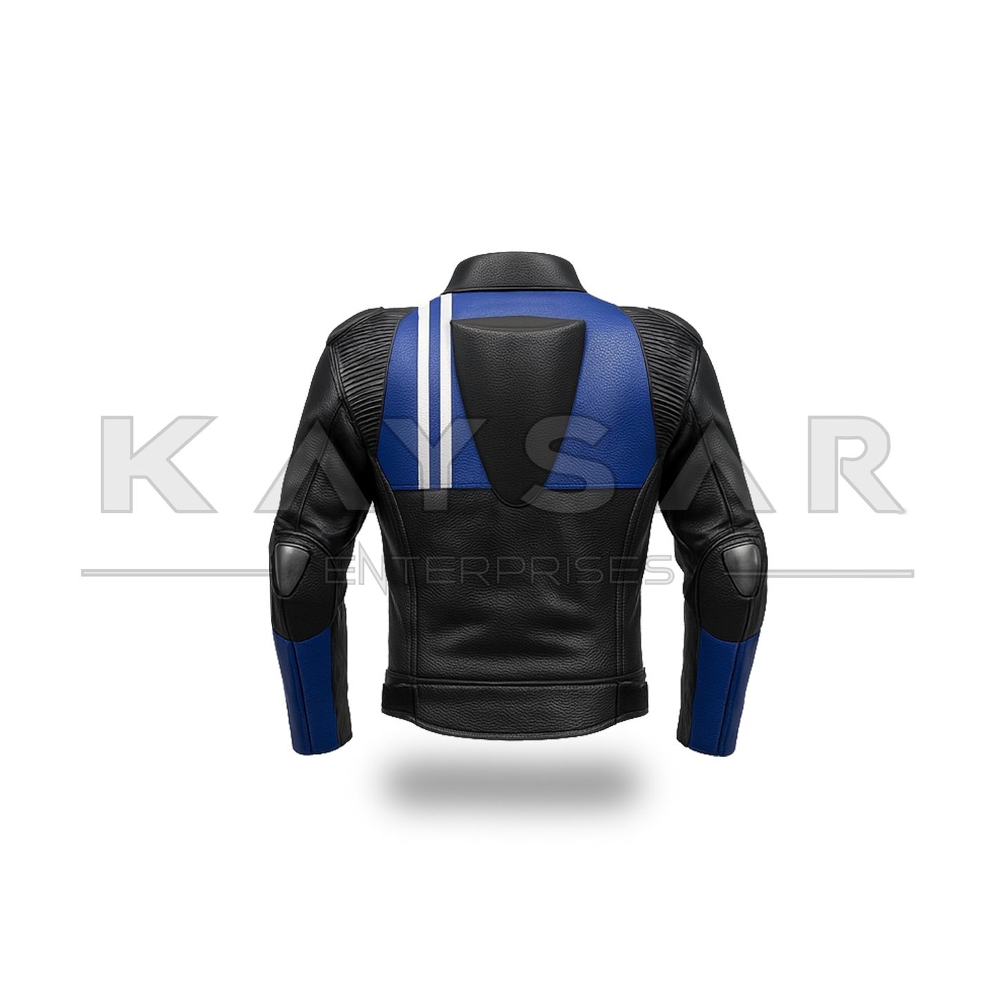 KE-738 Blue Motorbike Leather Jacket for Men