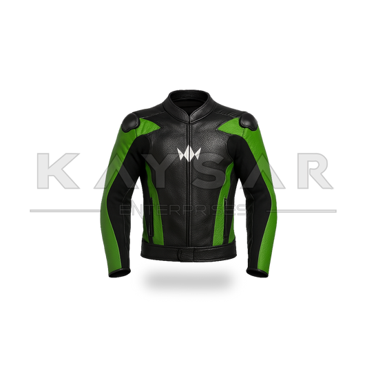 KE-741 Green Motorbike Leather Jacket for Men