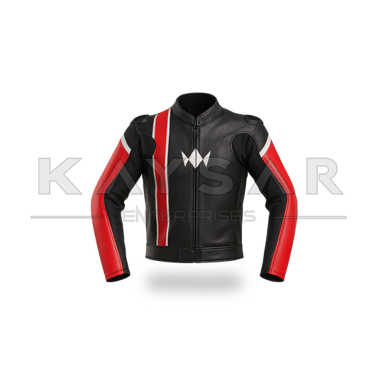 KE-739 Red Motorbike Leather Jacket for Men