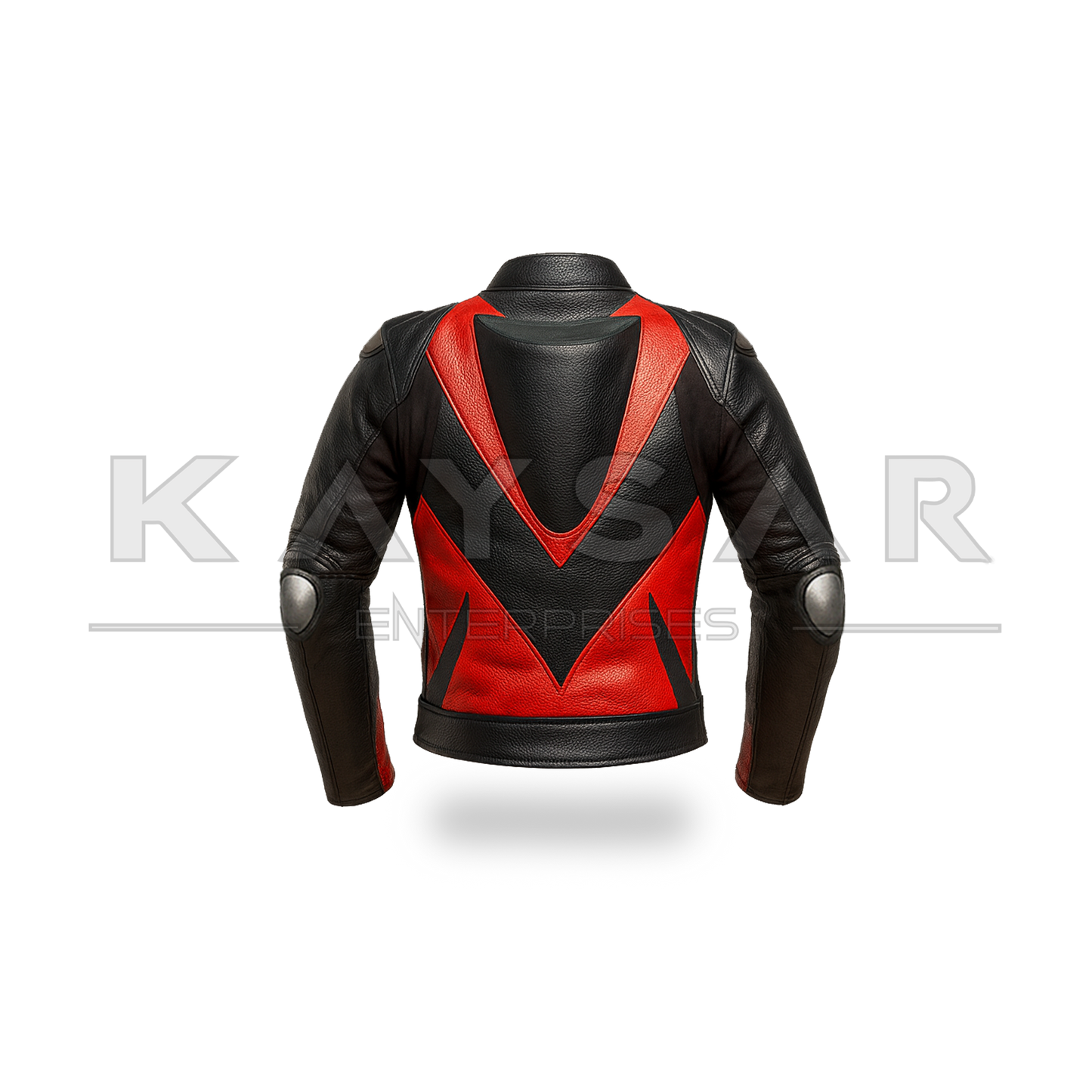 KE-734 Black Red Motorbike Leather Jacket for Men