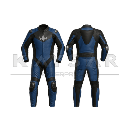 KE-257 Blue Motorbike Leather Suit for Men
