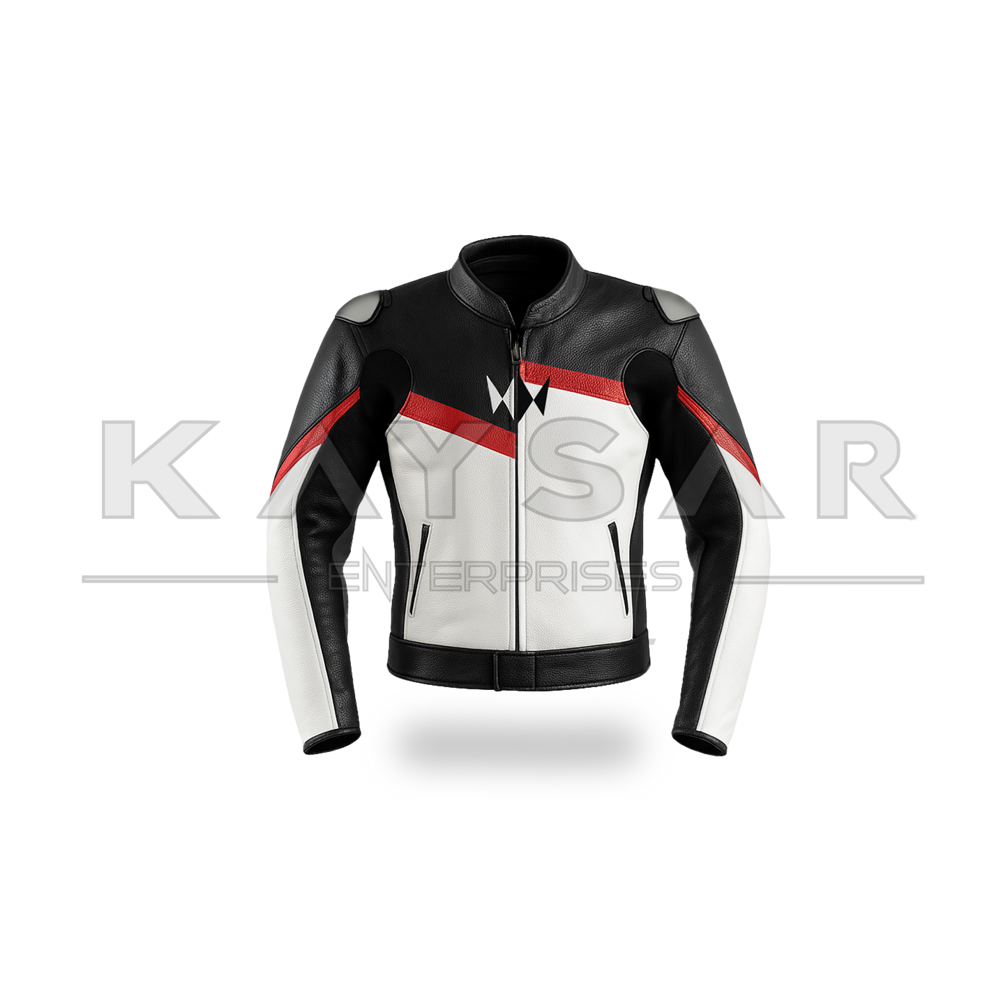 KE-737 Red & Black Motorbike Leather Jacket for Men