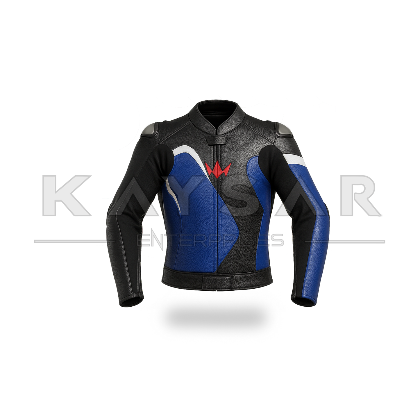 KE-743 Blue Motorbike Leather Jacket for Men