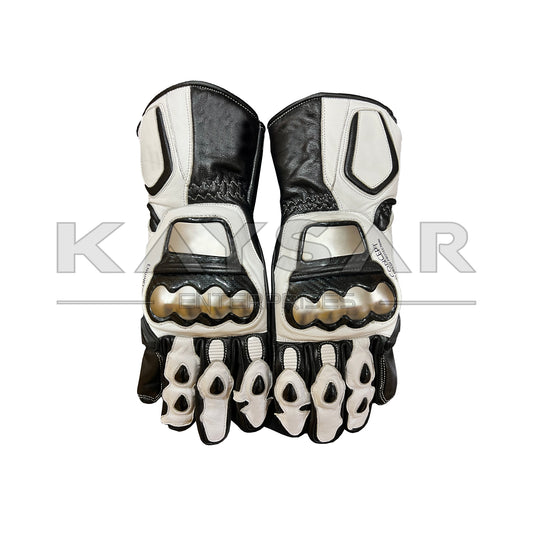 KE-22 White Black Motorbike Glove
