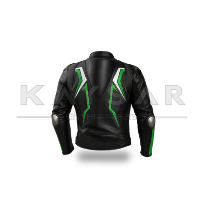 KE-735 Green Motorbike Leather Jacket for Men