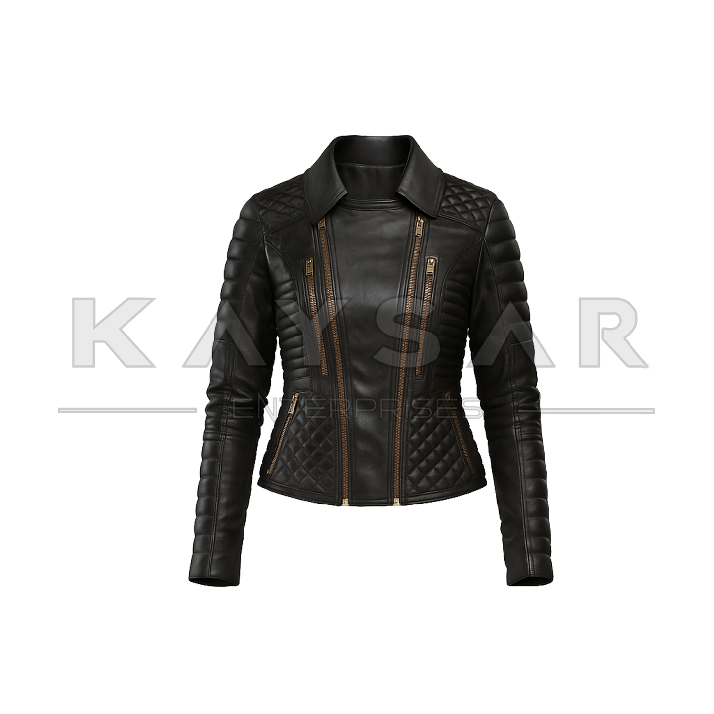 KE-F-901 Black Vintage Real Leather Jacket for Women