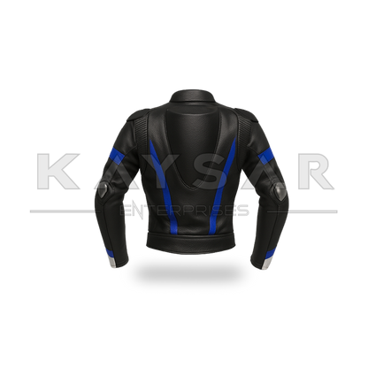 KE-744 Blue Motorbike Leather Jacket for Men