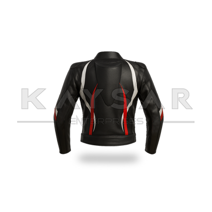 KE-742 Black Motorbike Leather Jacket for Men