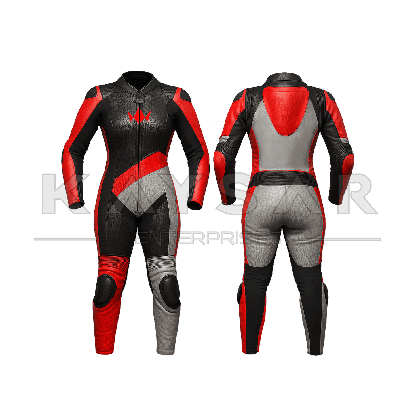 KE-W-265 Red Motorbike Leather Suit for Women