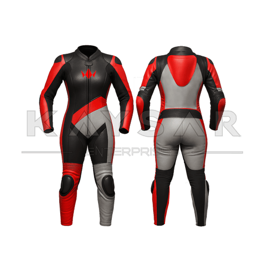 KE-W-265 Red Motorbike Leather Suit for Women