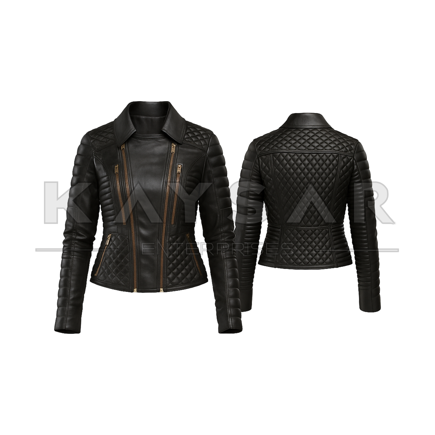 KE-F-901 Black Vintage Real Leather Jacket for Women
