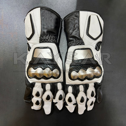 KE-22 White Black Motorbike Glove