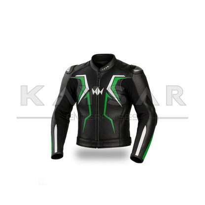 KE-735 Green Motorbike Leather Jacket for Men