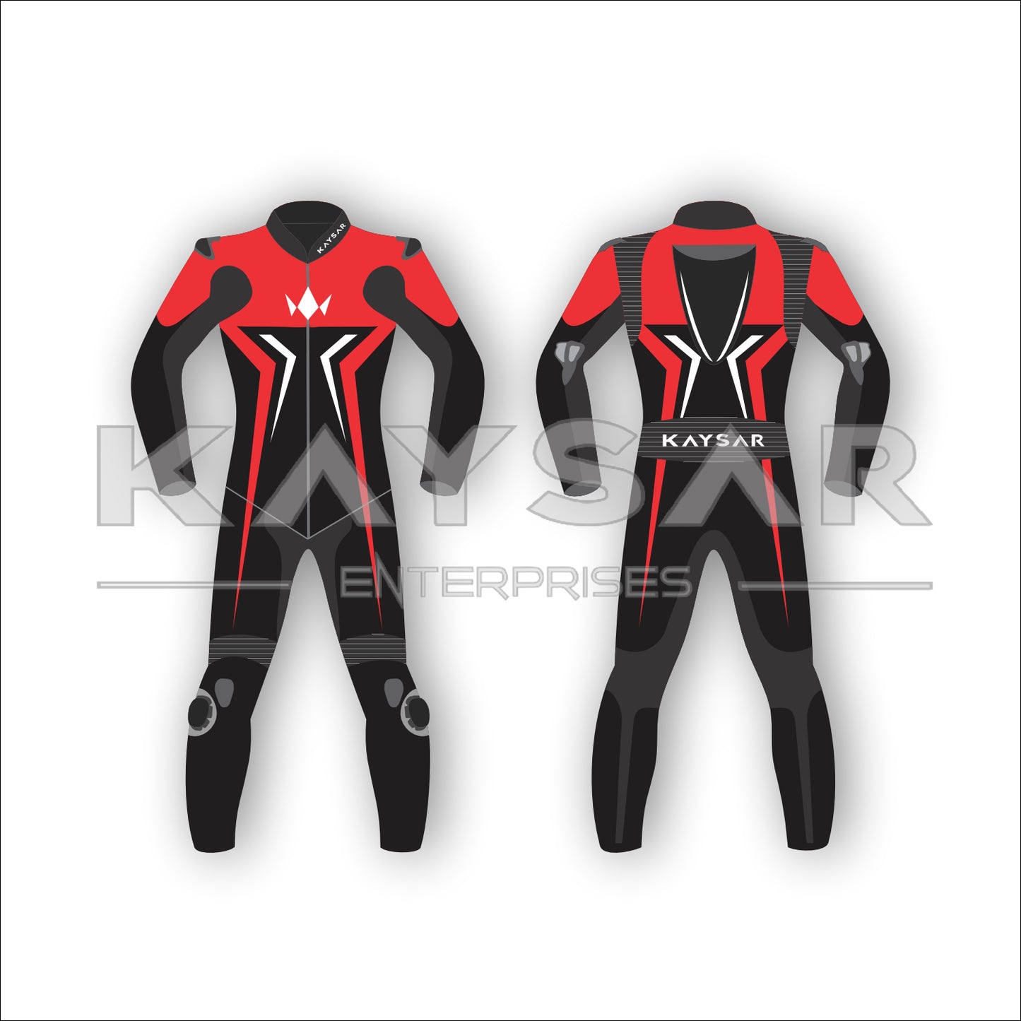 KE-220 Red Black Motorbike Leather Suit for Men & Women