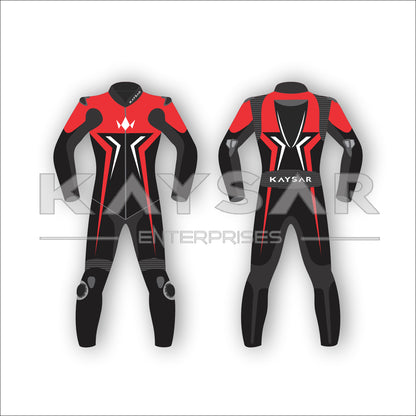 KE-220 Red Black Motorbike Leather Suit for Men & Women