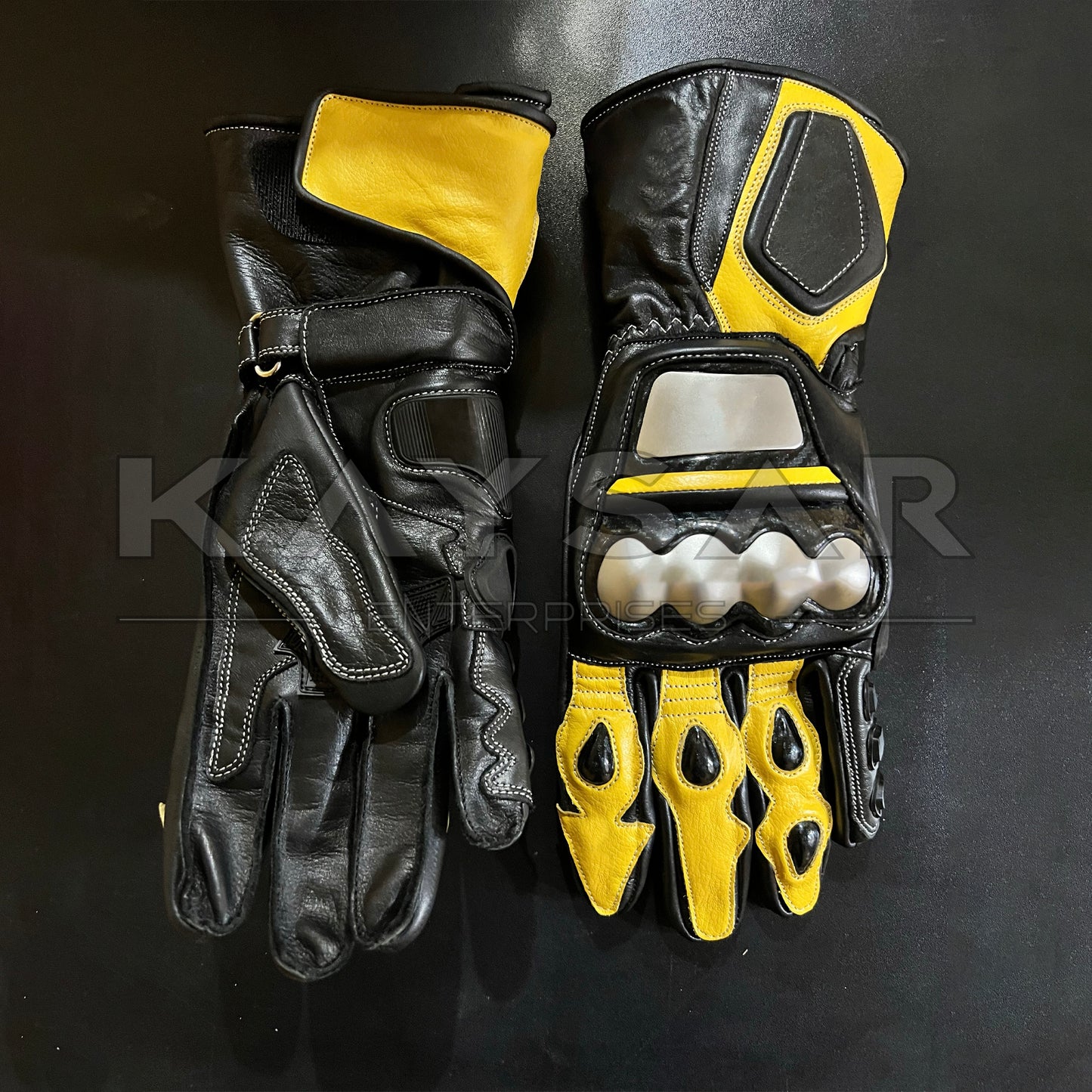 KE-21 Black Yellow Motorbike Glove