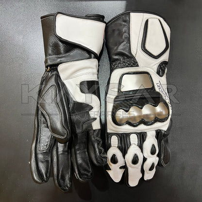 KE-22 White Black Motorbike Glove