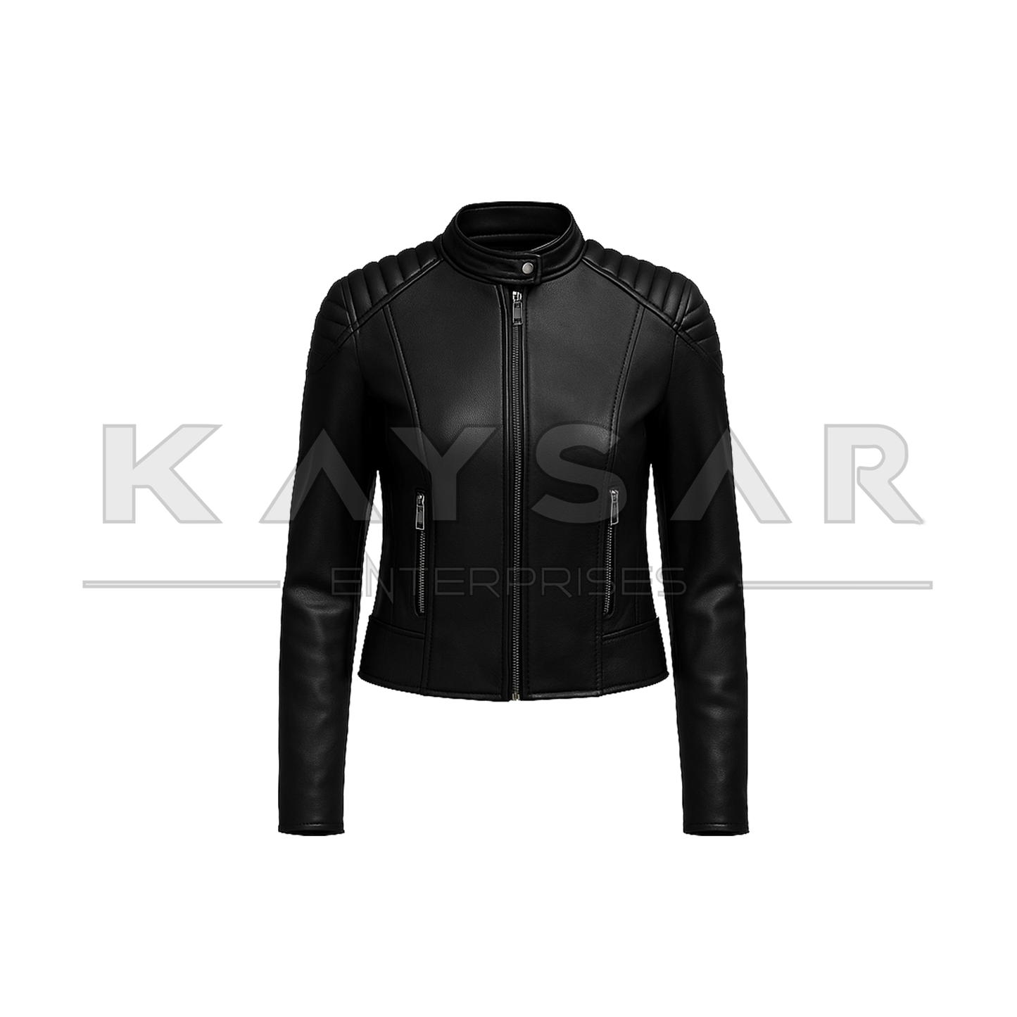 KE-F-904 Black Real Leather Jacket for Women