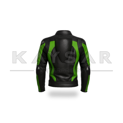 KE-741 Green Motorbike Leather Jacket for Men