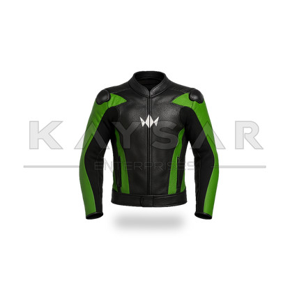 KE-741 Green Motorbike Leather Jacket for Men