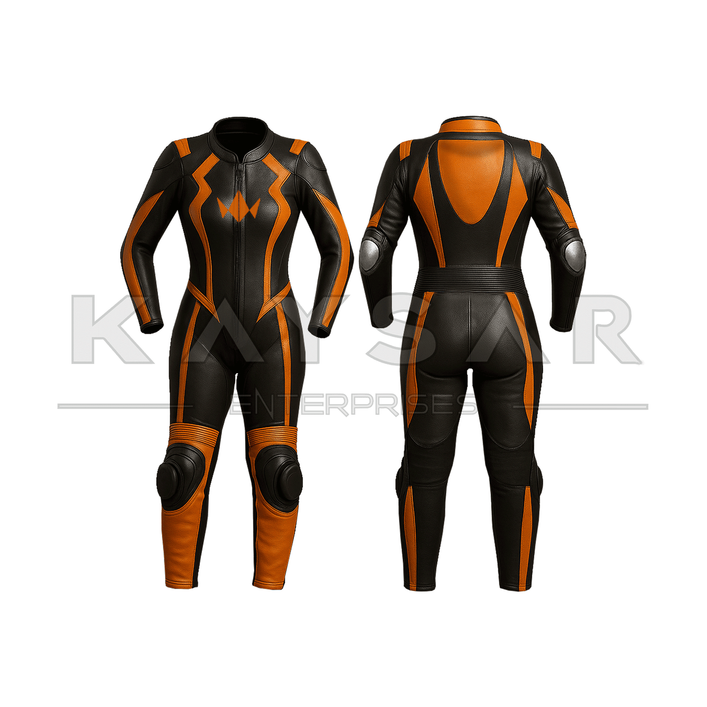 KE-W-253 Orange Motorbike Leather Suit for Women