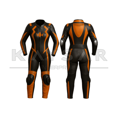 KE-W-253 Orange Motorbike Leather Suit for Women