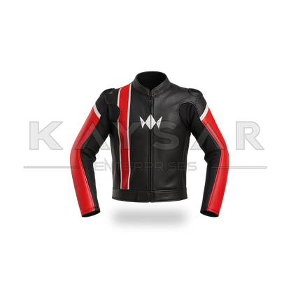 KE-739 Red Motorbike Leather Jacket for Men