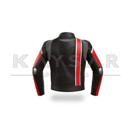 KE-739 Red Motorbike Leather Jacket for Men