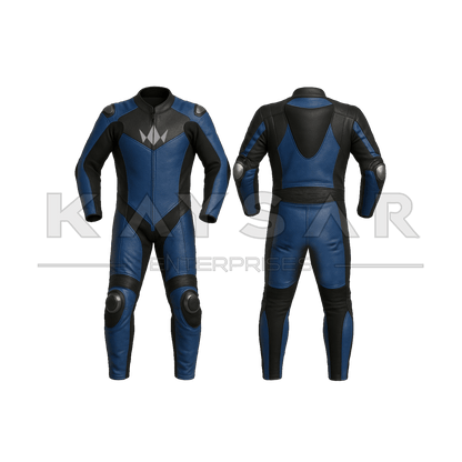 KE-257 Blue Motorbike Leather Suit for Men