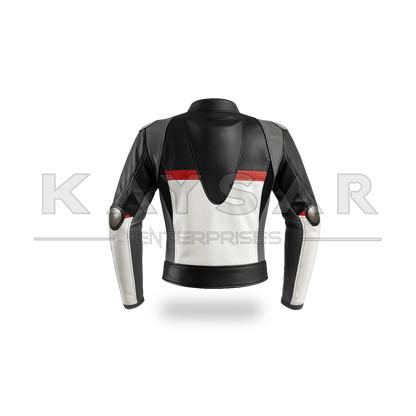 KE-737 Red & Black Motorbike Leather Jacket for Men