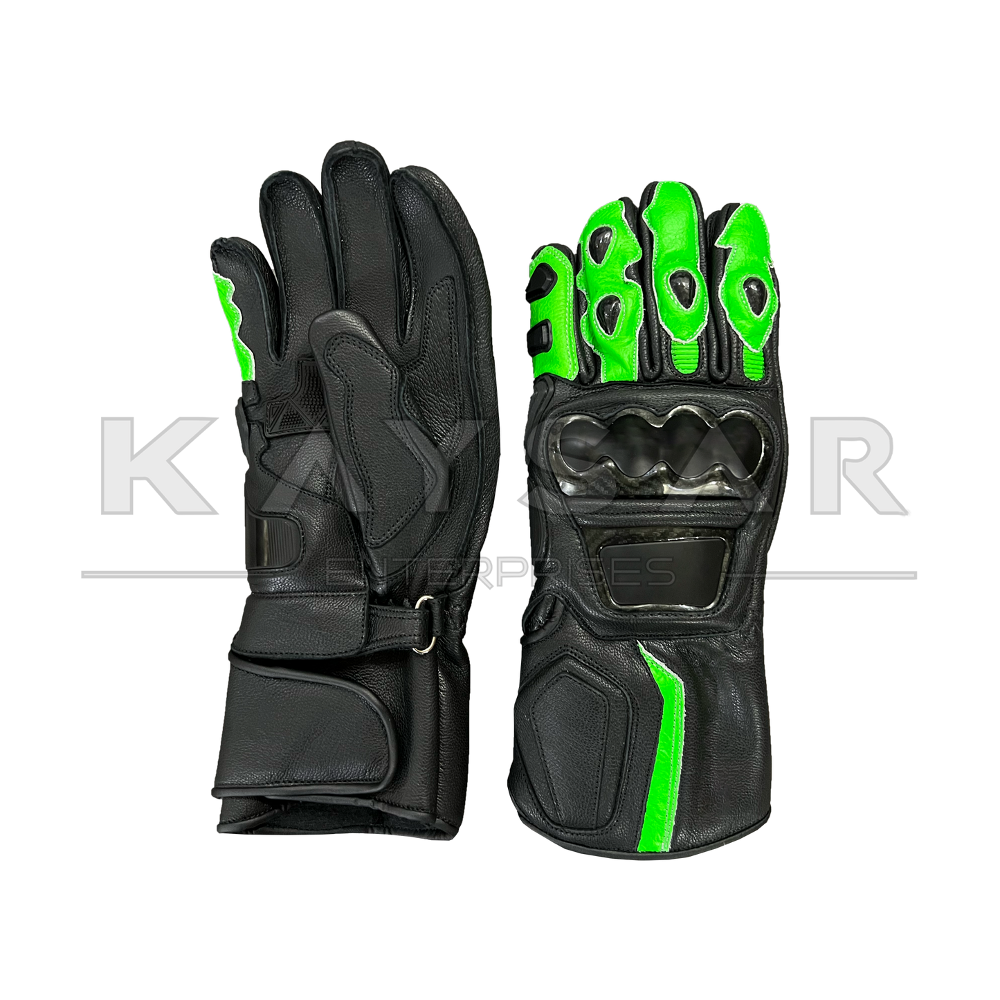 KE-28 Ninja Green Motorbike Leather Glove for Men & Women