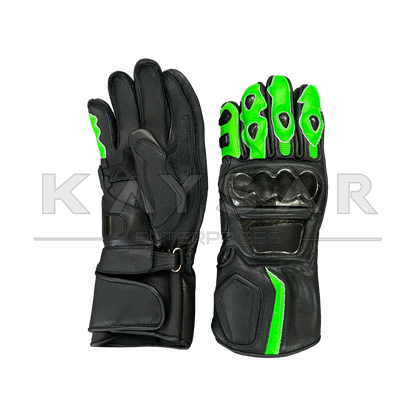 KE-28 Ninja Green Motorbike Leather Glove for Men & Women