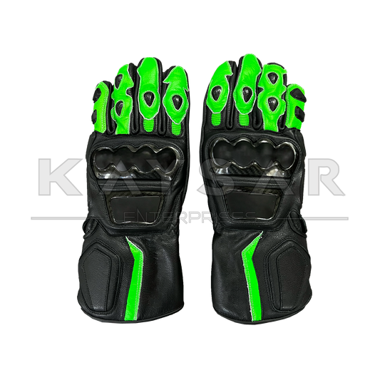 KE-28 Ninja Green Motorbike Leather Glove for Men & Women