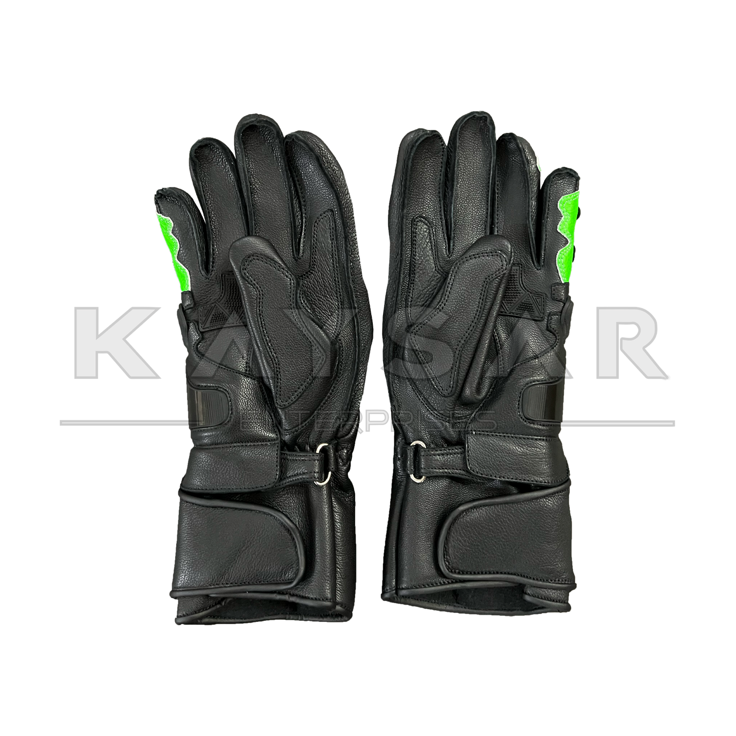 KE-28 Ninja Green Motorbike Leather Glove for Men & Women