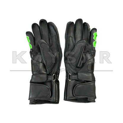 KE-28 Ninja Green Motorbike Leather Glove for Men & Women